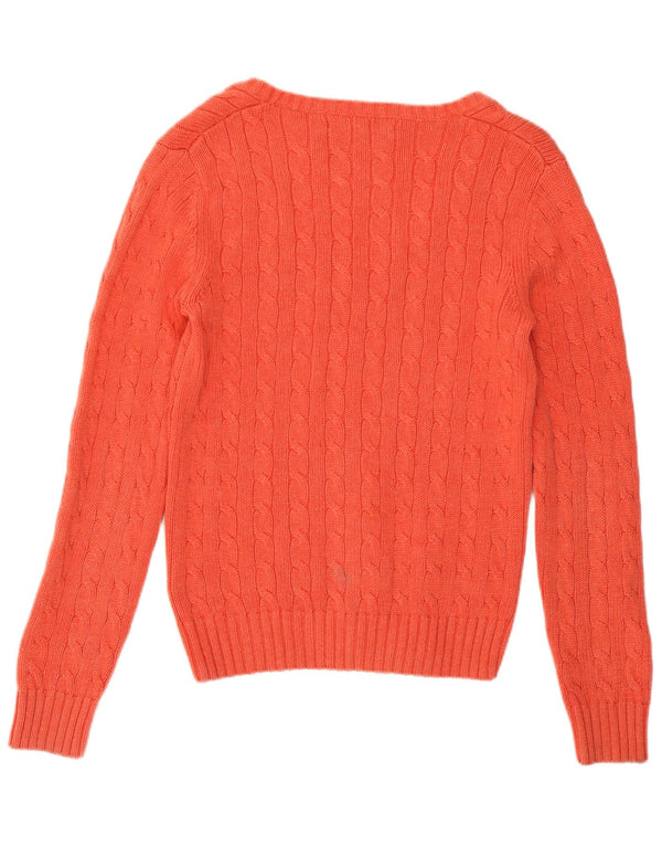 Sweter damski Tommy Hilfiger z dekoltem w kształcie litery V, UK 14, średni różowy bawełniany