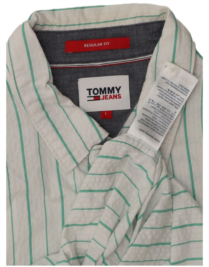 Męska koszula z krótkim rękawem i krótkim rękawem TOMMY HILFIGER o regularnym kroju, w duże białe paski