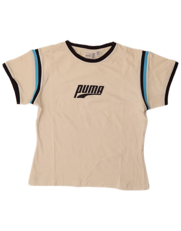 Damska koszulka Puma Crop Graphic Top UK 16 w duże białe paski