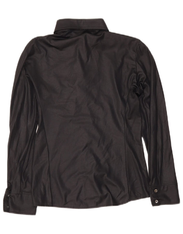 Damska bluzka koszulowa w stylu vintage UK 14, średnia czarna