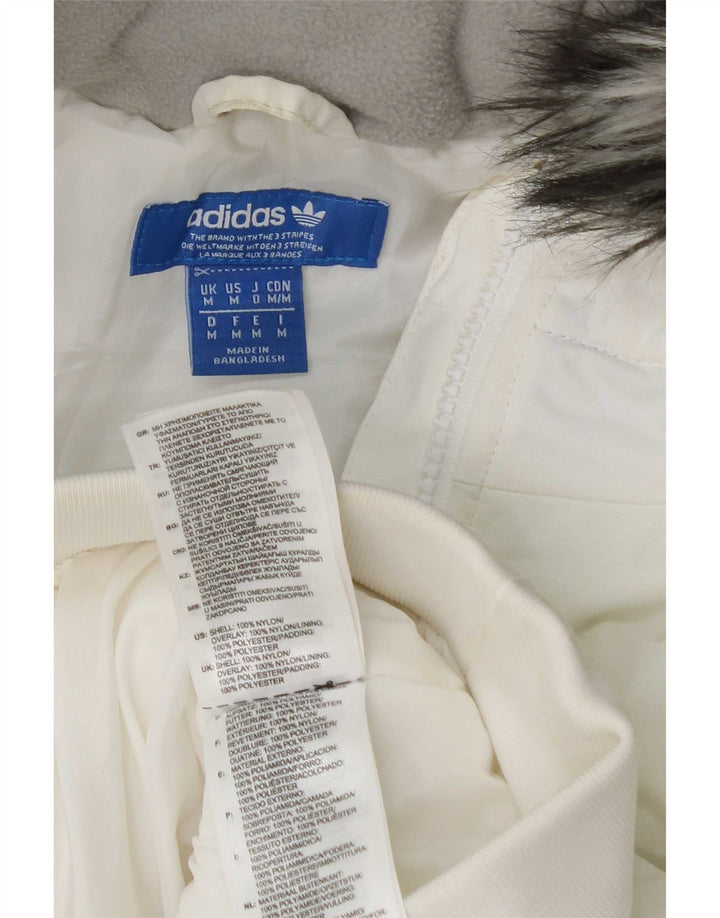 Męska kurtka bomber z kapturem i wyściełaną wkładką Adidas UK 38 Średni biały nylon