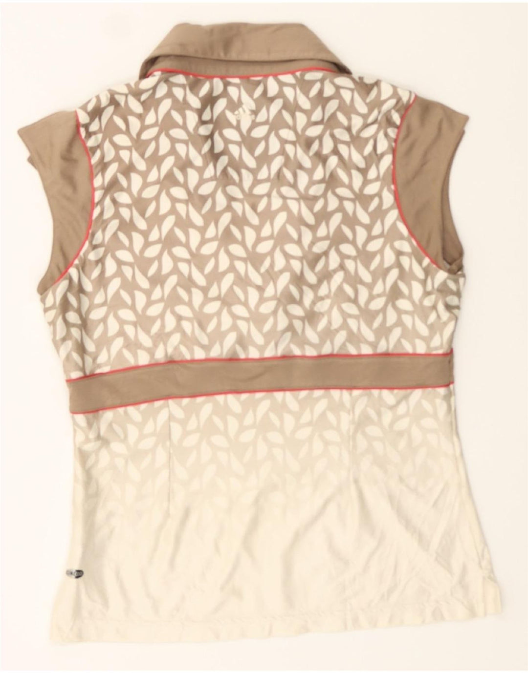 ADIDAS Womens Climacool Abstract Pattern Polo Shirt UK 16 Large Beige Vintage Adidas and Second-Hand Adidas from Messina Hembry 