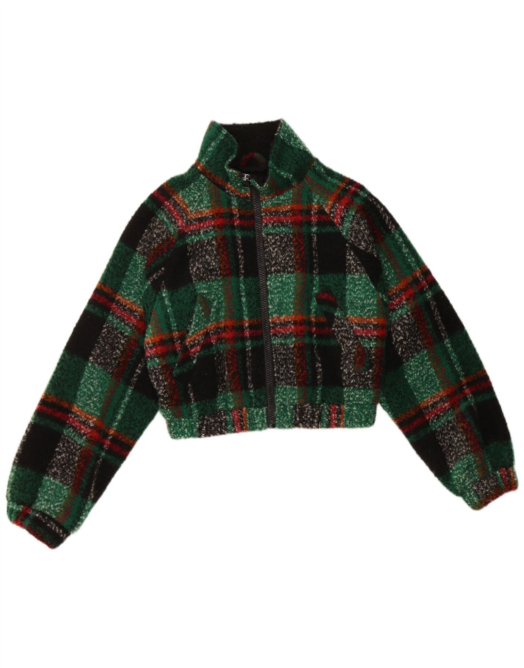 Urban Outfitters Damska krótka kurtka bomberka oversize UK 6 XS w zieloną kratę