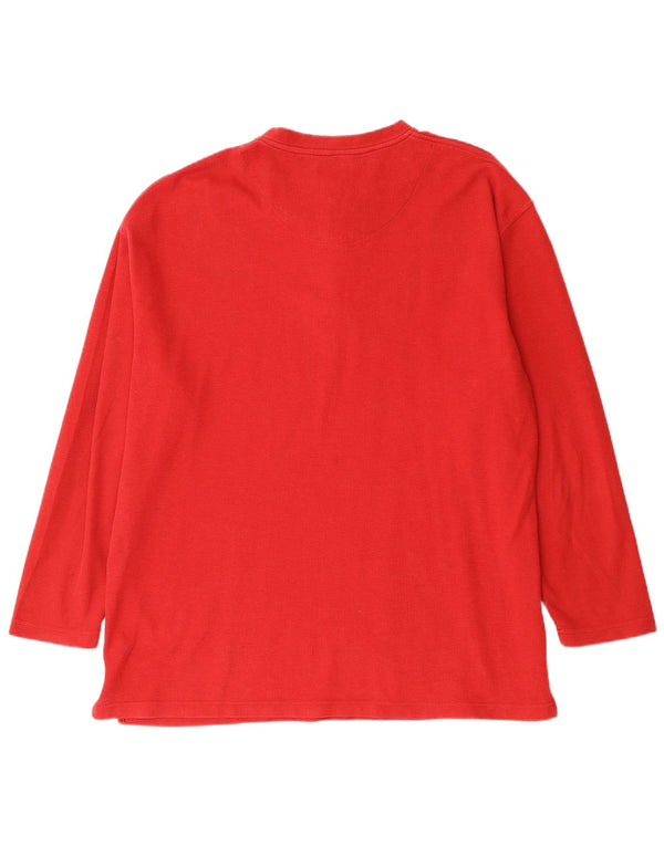 IZOD Męska koszulka nocna z długim rękawem XL, czerwona, bawełniana