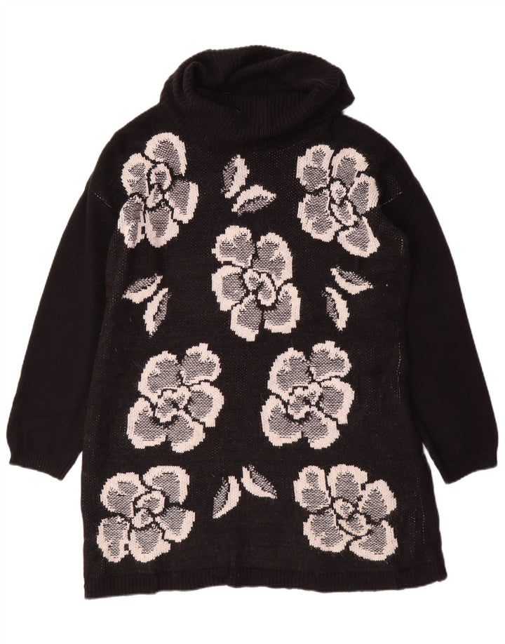 Marks & Spencer Damski sweter z golfem UK 14, średni czarny w kwiaty