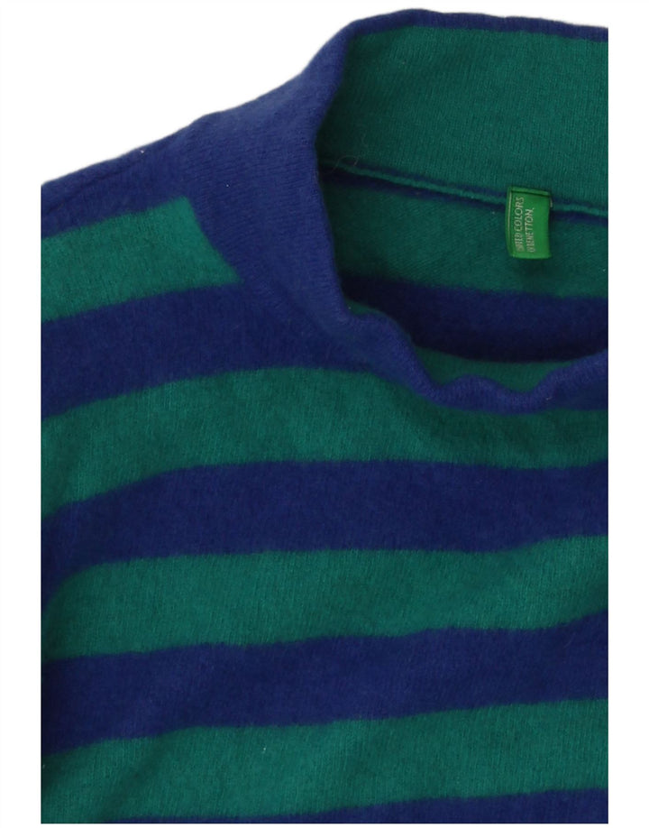 Damski sweter z golfem Benetton UK 10 w małe niebieskie paski