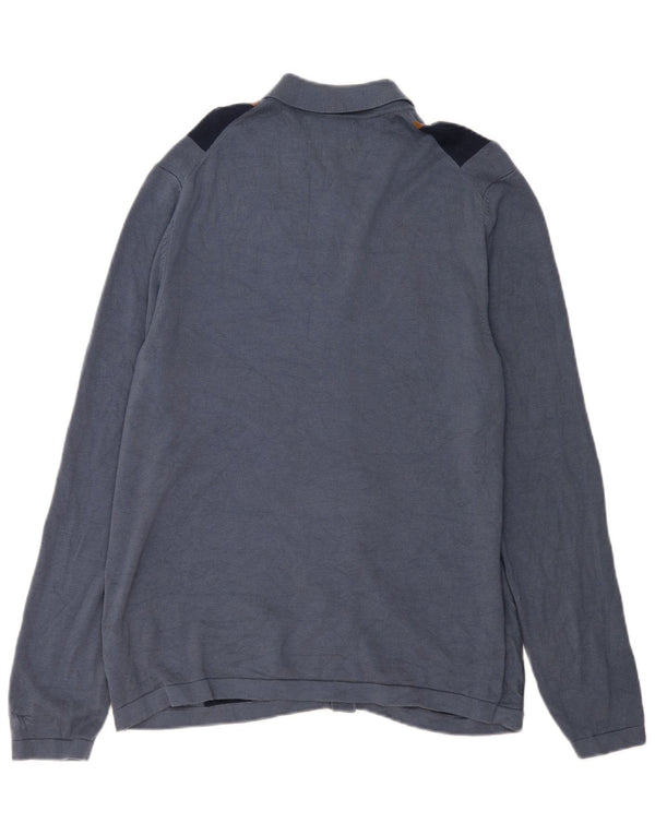 Marks & Spencer Męski sweter rozpinany, duży, niebieski, bawełniany w paski