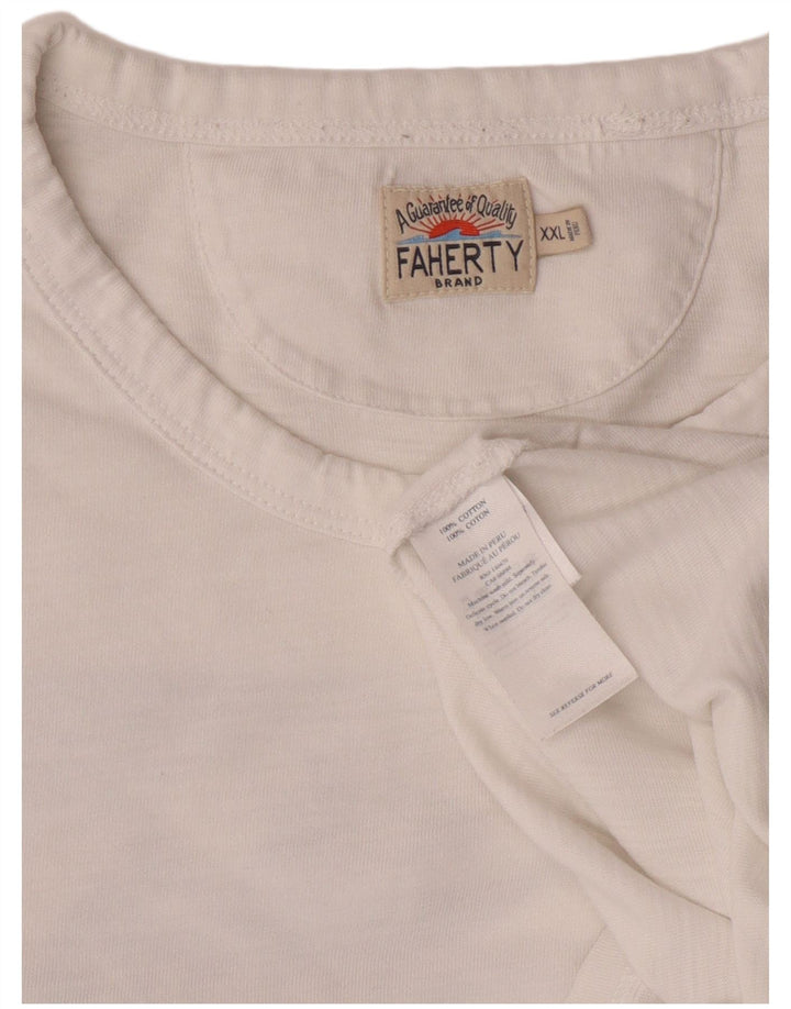 VINTAGE Mens Graphic Top Long Sleeve 2XL White Cotton