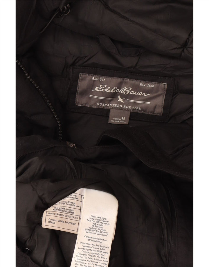 Damska kurtka parka z kapturem Eddie Bauer UK 14, średni czarny nylon