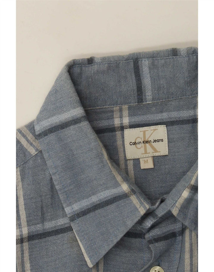 Męska koszula z krótkim rękawem Calvin Klein Jeans w średnią niebieską kratkę
