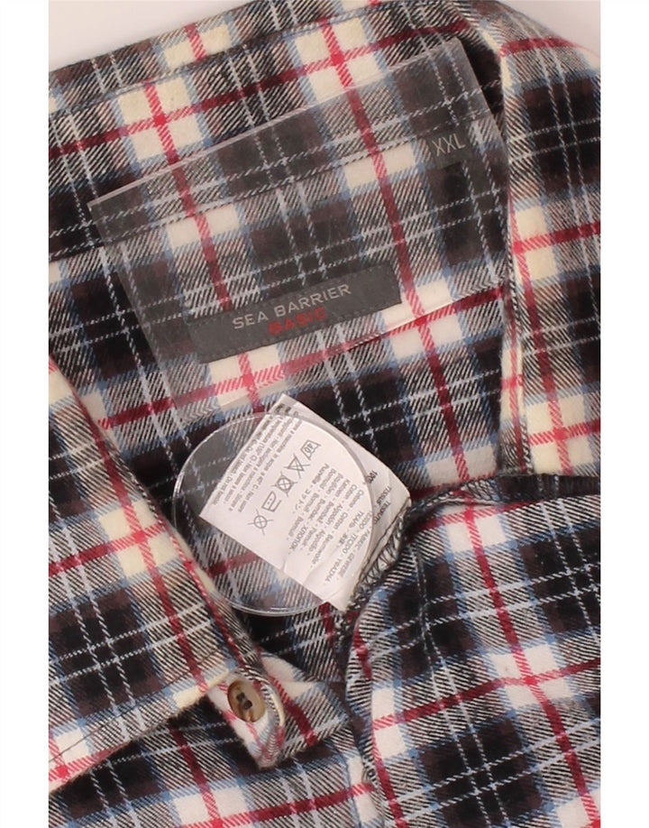 SEA BARRIER Mens Flannel Shirt 2XL Black Check Cotton Vintage Sea Barrier and Second-Hand Sea Barrier from Messina Hembry 