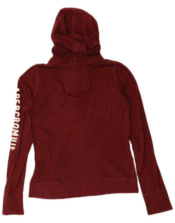 Damski sweter z kapturem i dekoltem w kształcie guzików Abercrombie & Fitch, UK 16, duży, bordowy