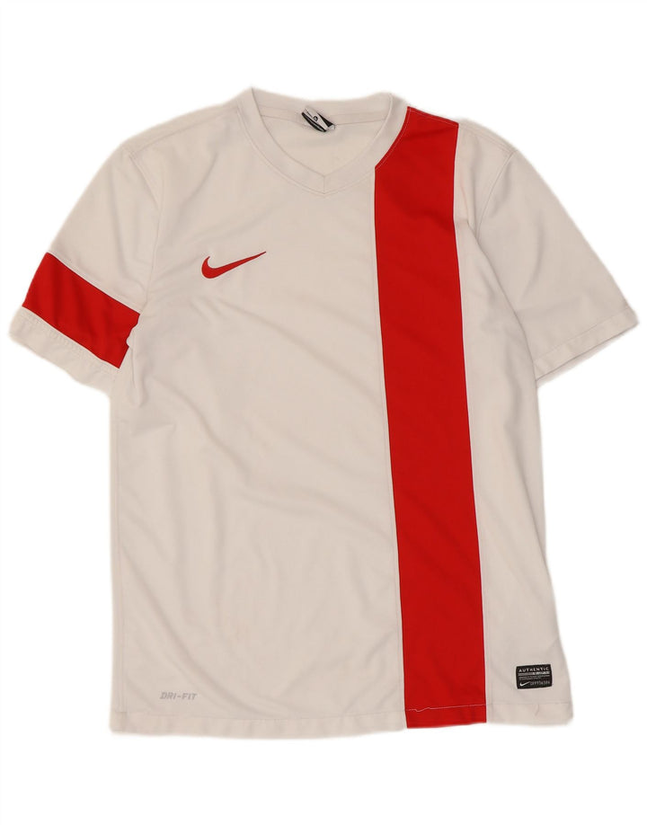 Męski T-shirt Nike Dri Fit Top, średni biały poliester z blokami kolorów
