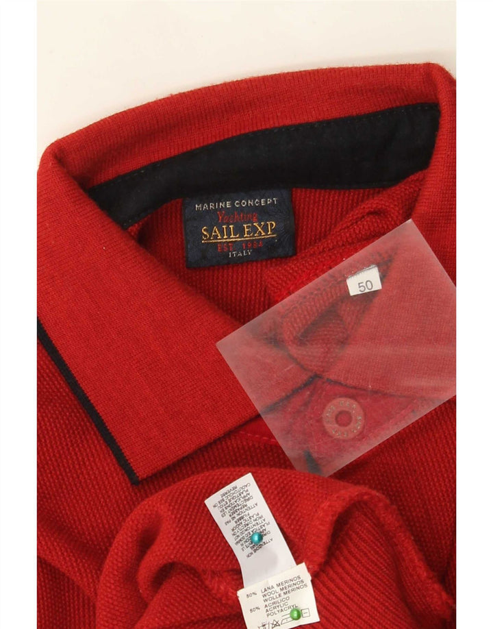 Męski sweter polo Sail Exp IT 50, średnia czerwona wełna