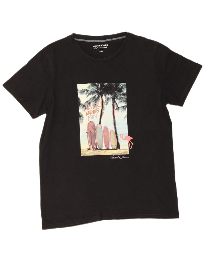 Męski T-shirt z grafiką Jack & Jones, średni czarny