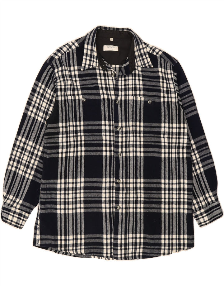 CANDA Mens Flannel Shirt XL Navy Blue Check Polyacrylic Vintage Canda and Second-Hand Canda from Messina Hembry 