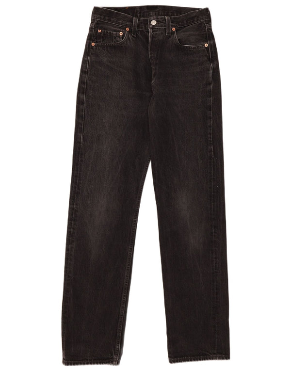 Damskie proste dżinsy Levi's 501 z wysokim stanem W31 L34, czarna bawełna