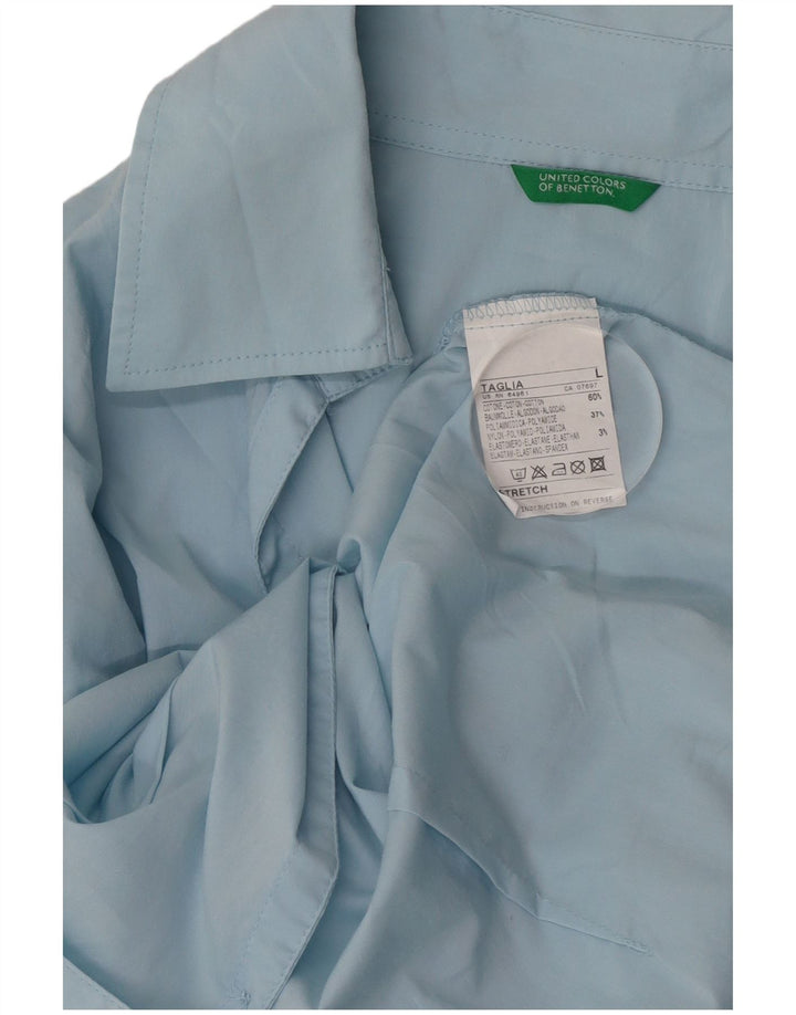 Koszula damska Benetton UK 16, duża, niebieska, bawełniana