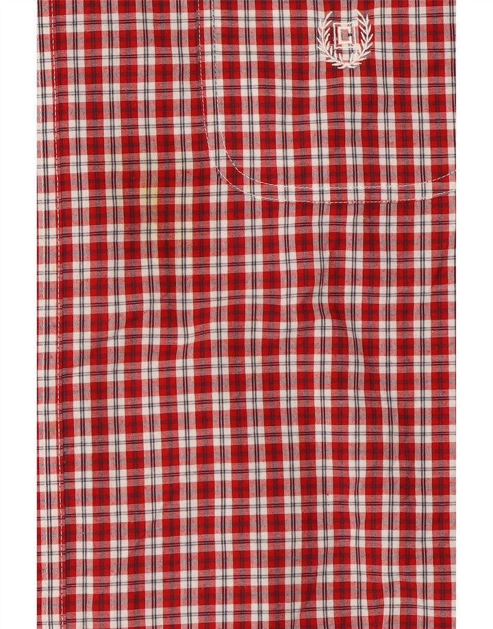 Męska koszula z krótkim rękawem Chaps Easy Care, 2XL, bawełniana w czerwoną kratę