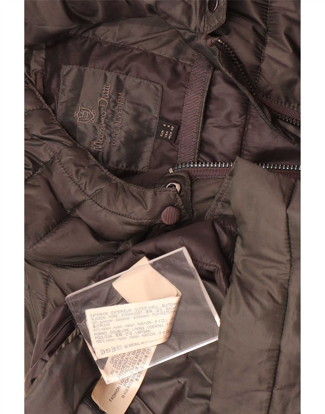 Damski ocieplany płaszcz z kapturem Massimo Dutti UK 10, mały, khaki, poliester