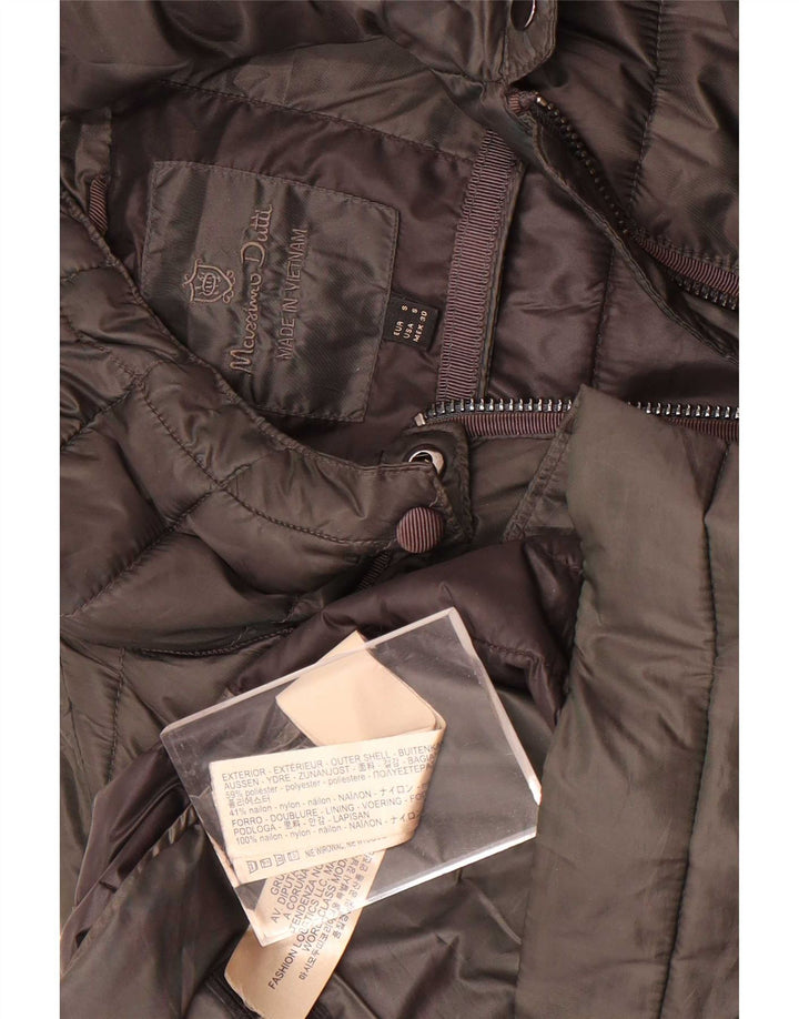 Damski ocieplany płaszcz z kapturem Massimo Dutti UK 10, mały, khaki, poliester