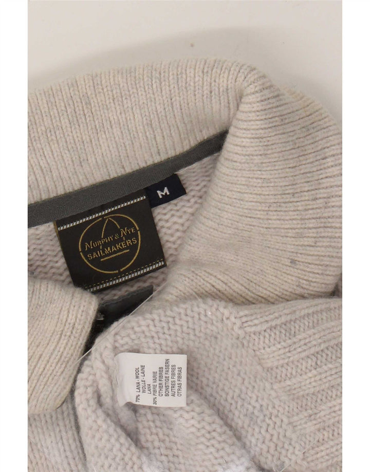 Męski sweter polo Murphy & Nye Średni szary, wełniany w bloki kolorów