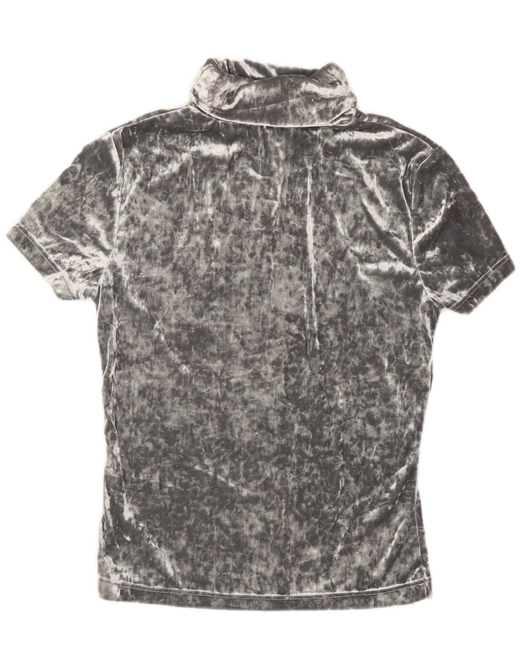 Damska koszulka welurowa w stylu vintage Top UK 12 Średni szary poliester