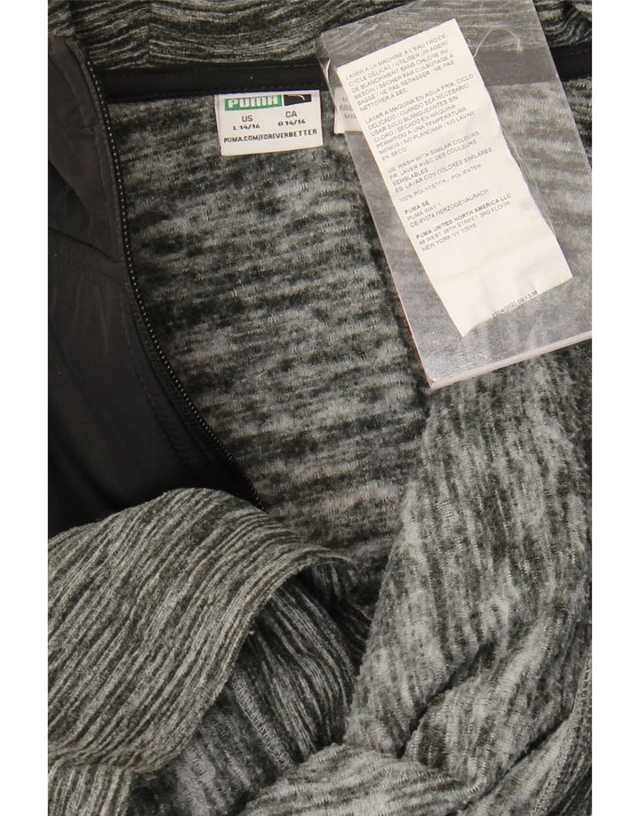 Chłopięcy sweter z kapturem i zamkiem PUMA, 14-15 lat, duży, szary, poliester z blokami kolorów