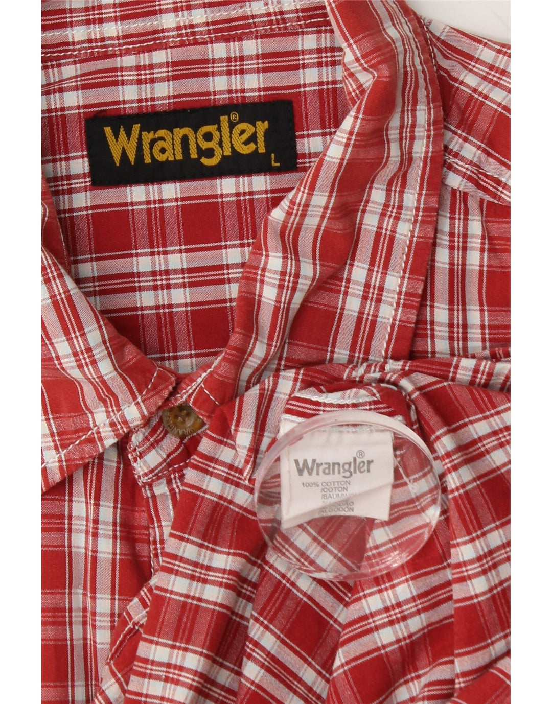 WRANGLER Męska koszula z krótkim rękawem, duża, bawełniana w czerwoną kratę
