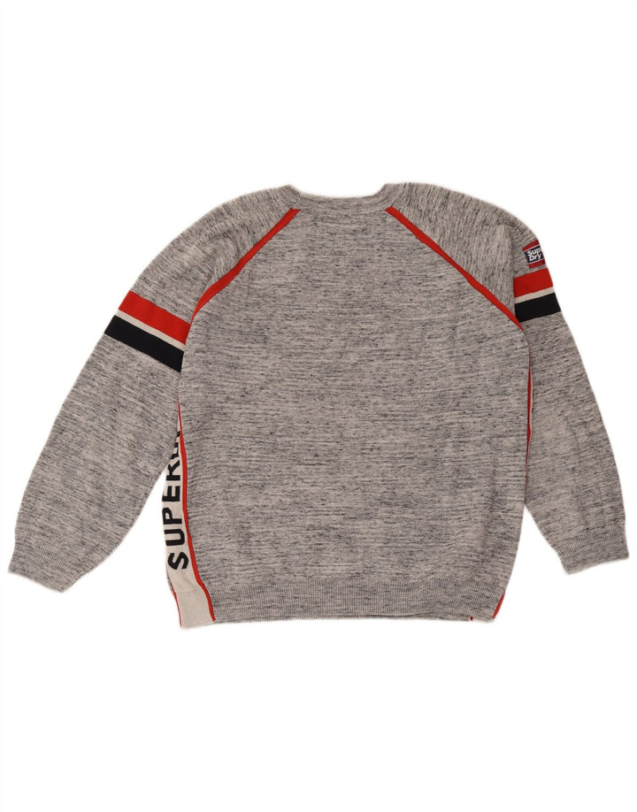 Męski sweter Superdry z okrągłym dekoltem i dużym szarym blokiem kolorów