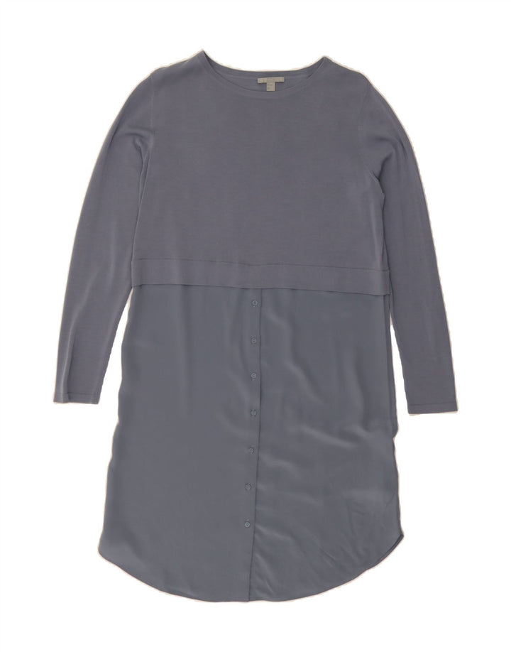 COS Womens Long Sleeve Shift Dress UK 10 Small Grey Silk Vintage Cos and Second-Hand Cos from Messina Hembry 