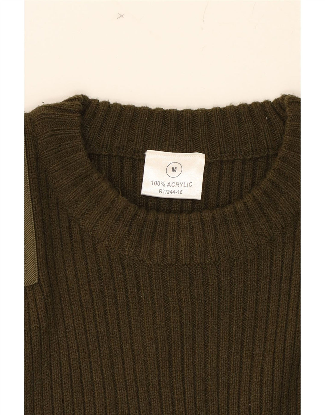 VINTAGE Mens Crew Neck Jumper Sweater Medium Khaki Acrylic Vintage Vintage and Second-Hand Vintage from Messina Hembry 