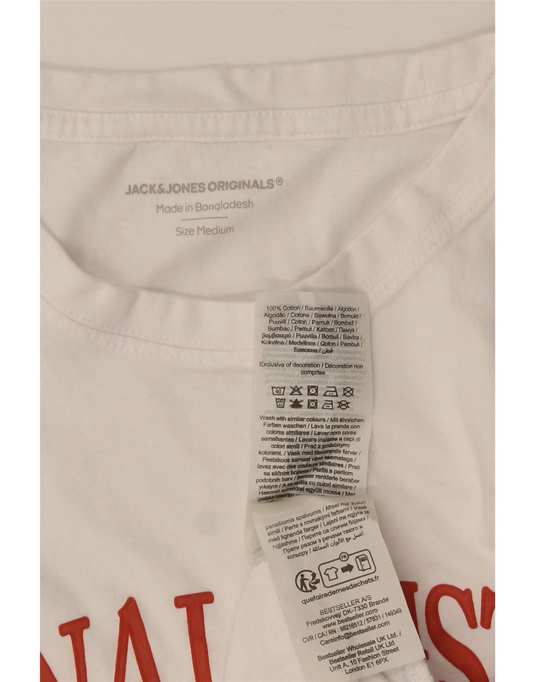 Męska koszulka z grafiką Jack & Jones, średnia, biała bawełna