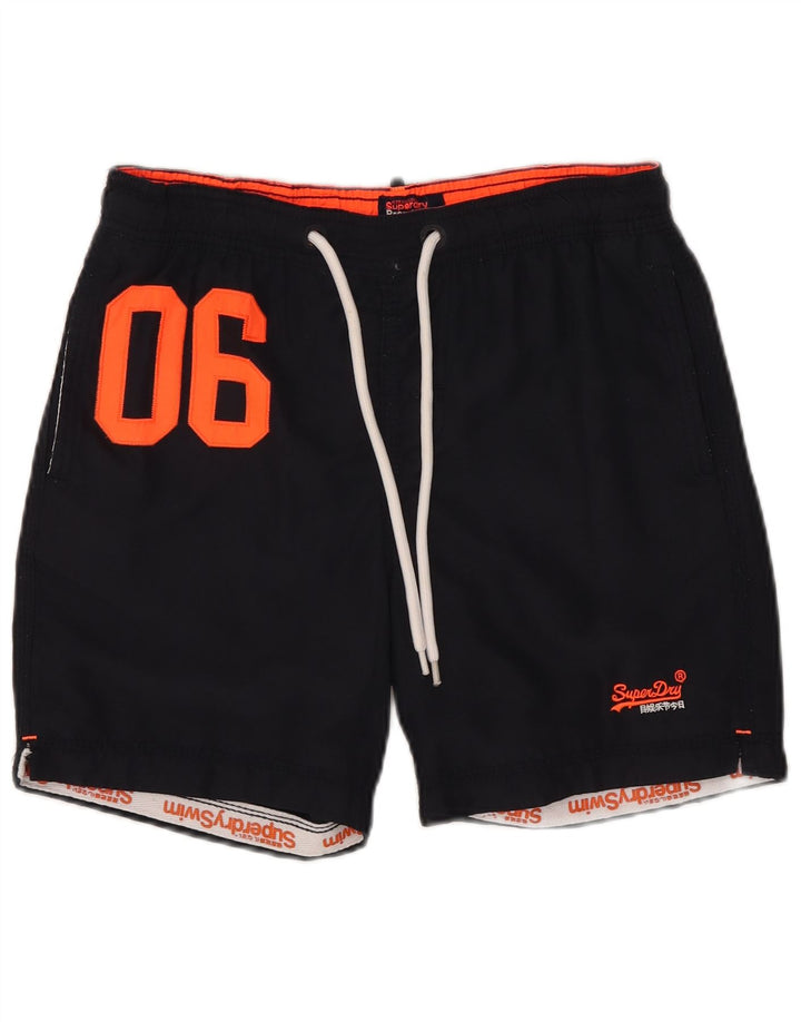 Damskie spodenki kąpielowe Superdry Graphic UK 10, małe, granatowe, poliestrowe