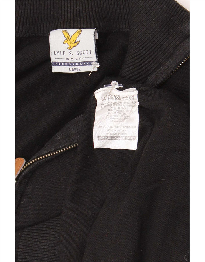Lyle & Scott Męski sweter z zamkiem błyskawicznym, duży, czarny, bawełniany