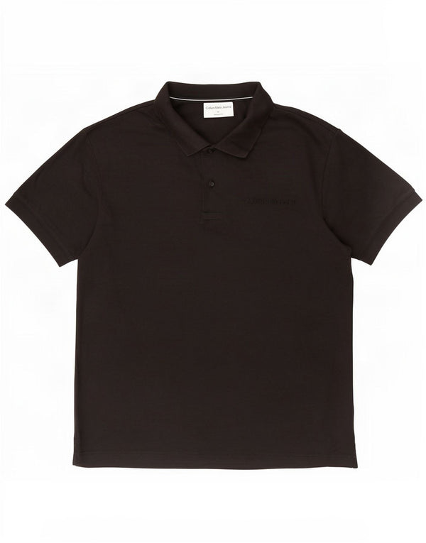 Męska koszulka polo Calvin Klein Jeans o swobodnym kroju, średnia czarna, bawełniana