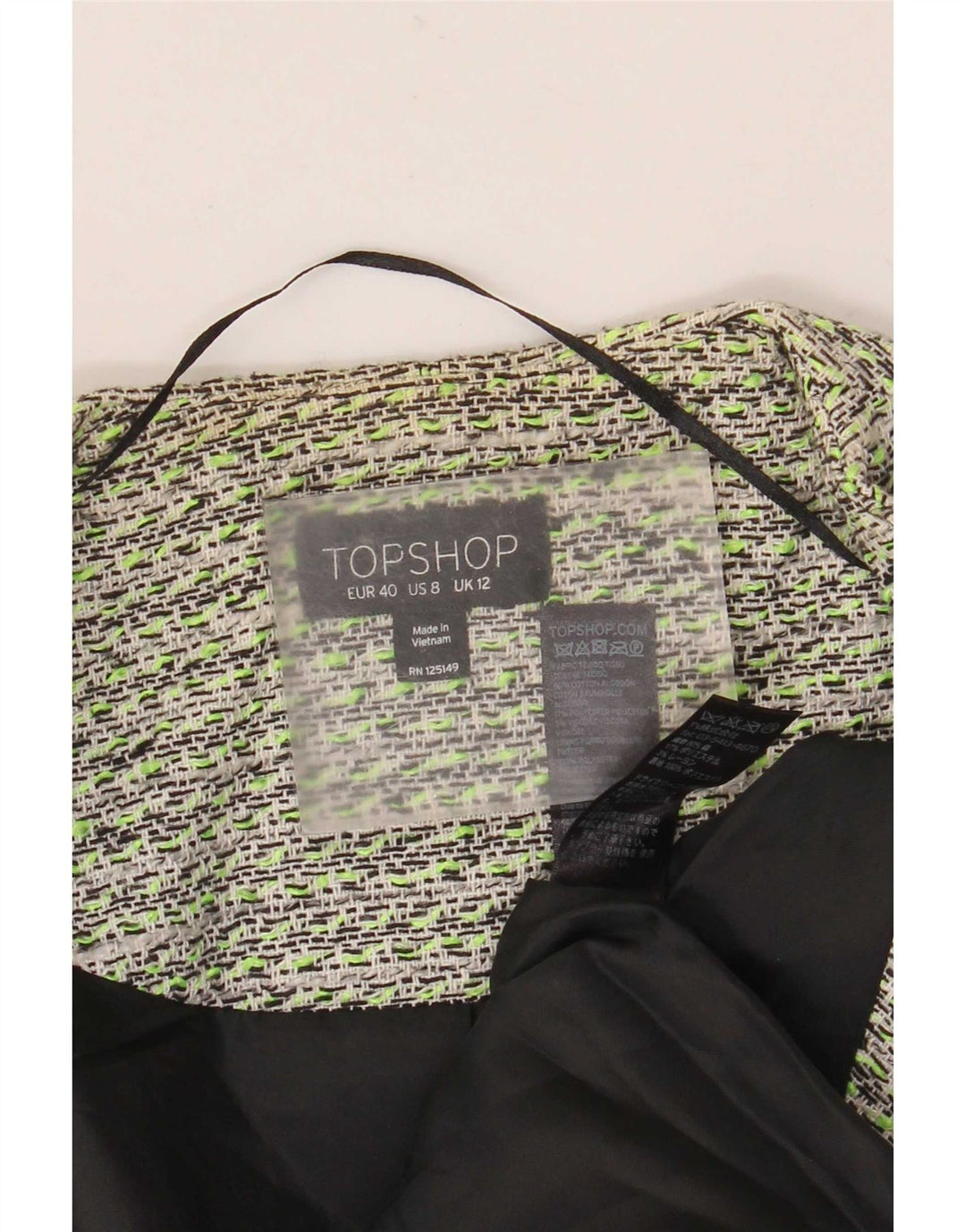 Damska otwarta marynarka Topshop UK 12, średnia, zielona bawełna