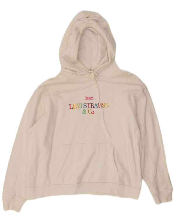 Damski sweter Levi's z grafiką, oversize, UK 14, średni, biały, bawełniany