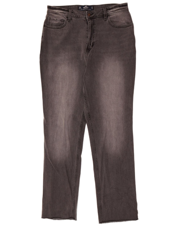 Damskie proste dżinsy Hollister z wysokim stanem US 15 XL W32 L31, szara bawełna