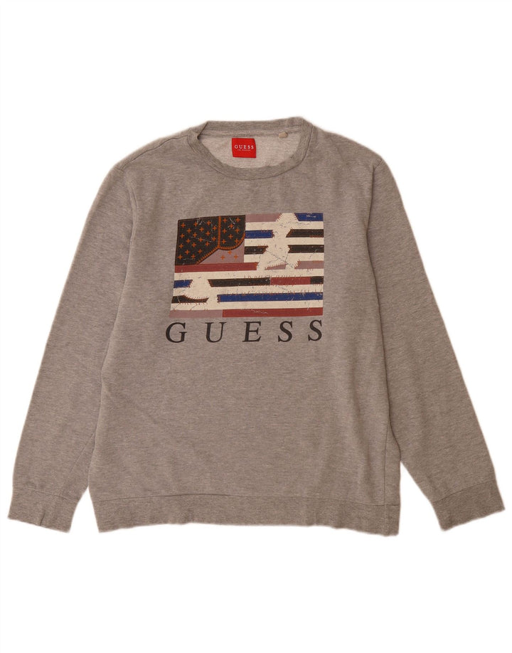 Męska bluza Guess z grafiką, UK 40, średnia szara bawełna