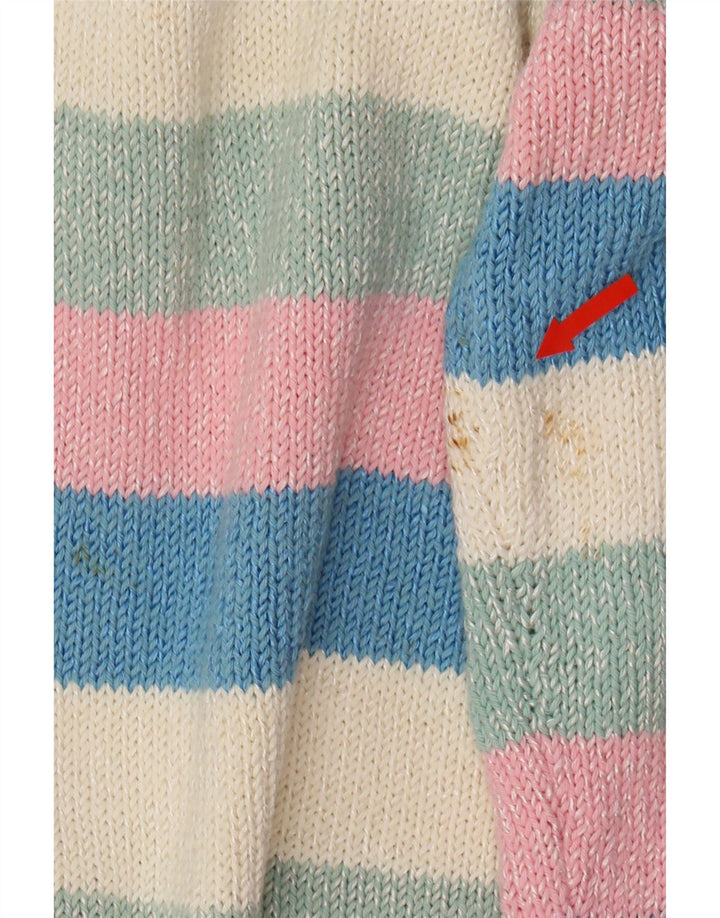 VINTAGE Womens Boat Neck Jumper Sweater UK 14 Medium Multicoloured Striped Vintage Vintage and Second-Hand Vintage from Messina Hembry 
