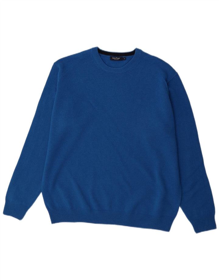 Męski sweter z okrągłym dekoltem James Pringle XL, niebieska wełna