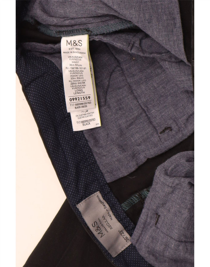 Męskie spodnie chino MARKS & SPENCER o regularnym kroju W36 L33 Czarna bawełna