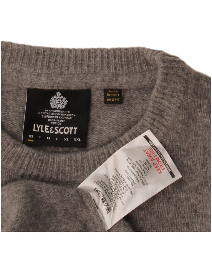 Męski sweter z okrągłym dekoltem Lyle & Scott XS, szara wełna