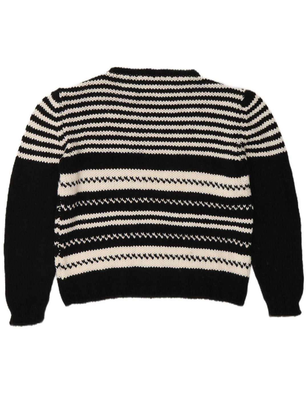 Sweter damski w stylu vintage z golfem UK 14, średnie czarne paski