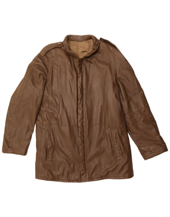 Vintage męska skórzana kurtka wojskowa UK 42 XL ze skóry khaki