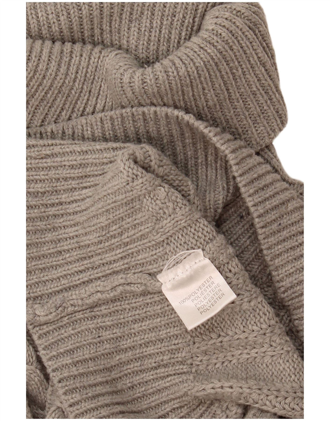 Vintage damski sweter z golfem UK 12, średni szary poliester
