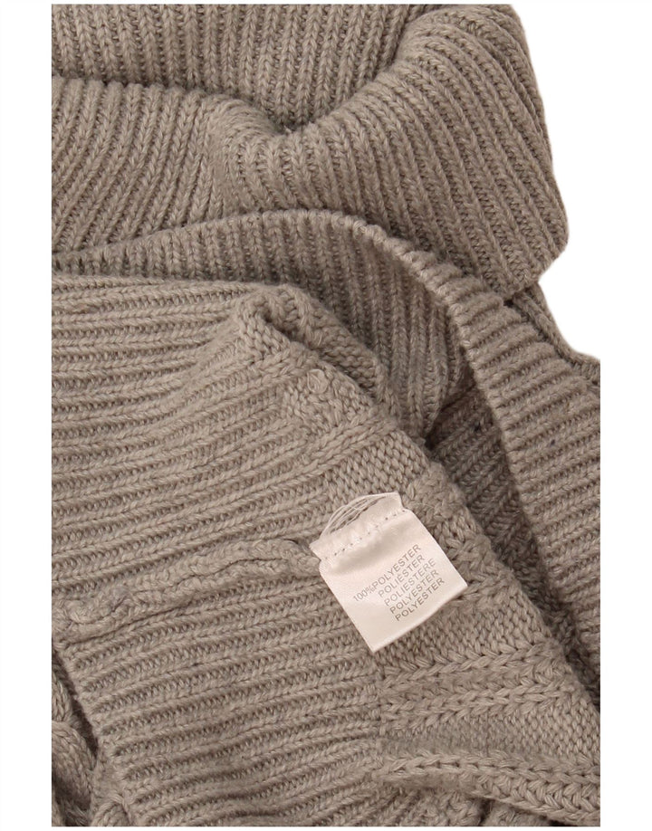 Vintage damski sweter z golfem UK 12, średni szary poliester