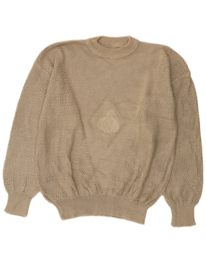 Sweter męski z okrągłym dekoltem w stylu vintage IT 54 XL, beżowy