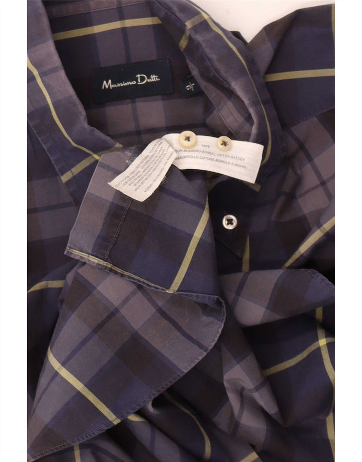 Koszula męska Massimo Dutti, duża, bawełniana w granatową kratę